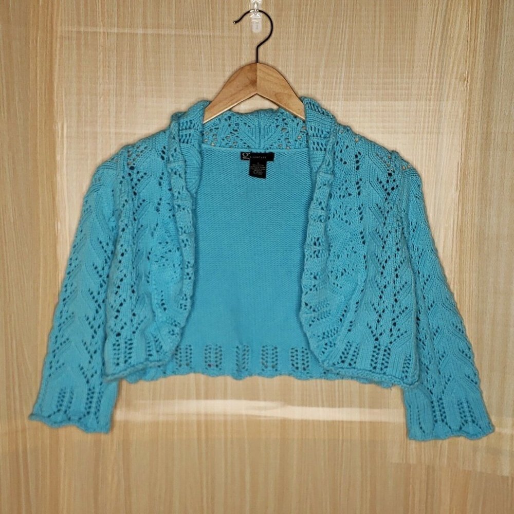 G Signature Cropped Open Front Heavy Cardigan